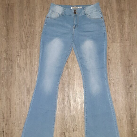 Celebrity Ace Jeans * Light Blue * Sz 11/30 * High Waist * Flare * Soft Stretchy - Picture 2 of 13